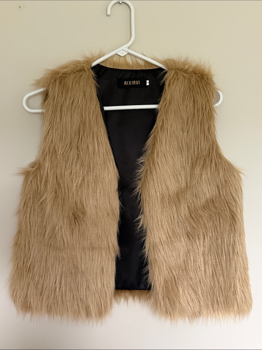 Faux Fur Vest in Camel